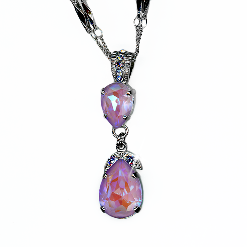 Double Stone Pear Pendant in Sun-Kissed "Lavender"