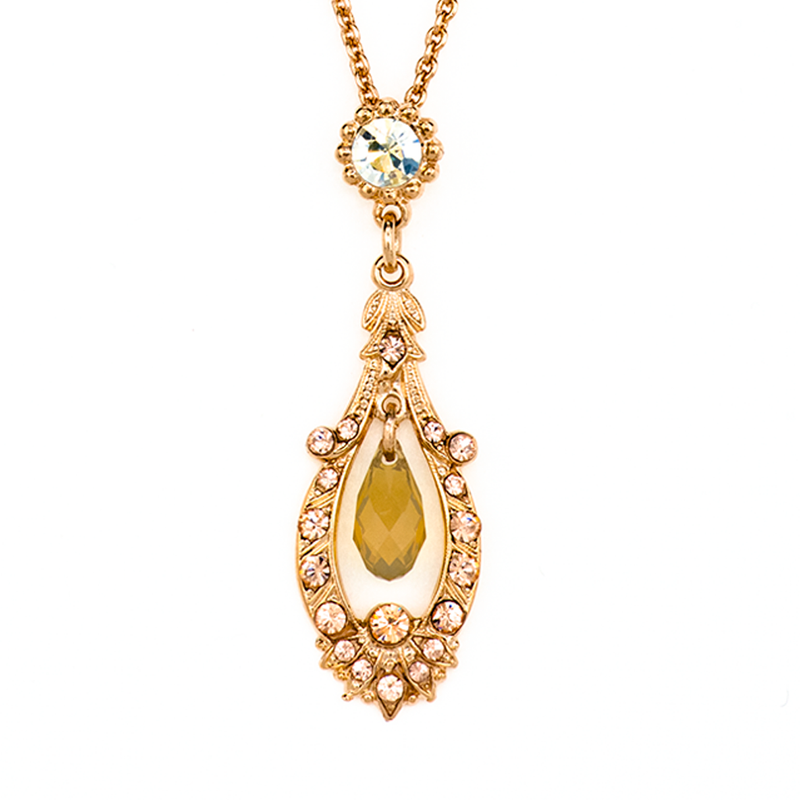 Open Oval Pendant with Dangle Briolette in "Peace"