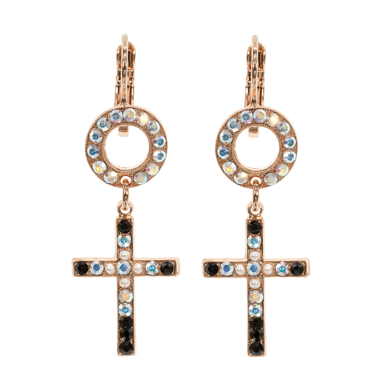 Circle and Cross Leverback Earrings