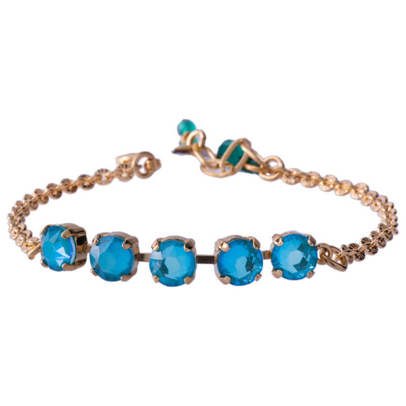 Medium Five Stone Chain Bracelet in "Sun-Kissed Aqua"