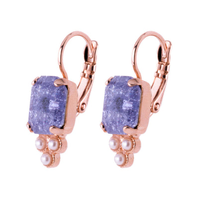 Petite Emerald & Trio Cluster Leverback Earrings in "Violet"
