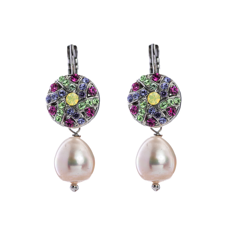 Swirl Pavé and pearl Earrings