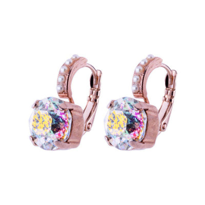 Large Embellished Leverback Earrings in "Dawn"