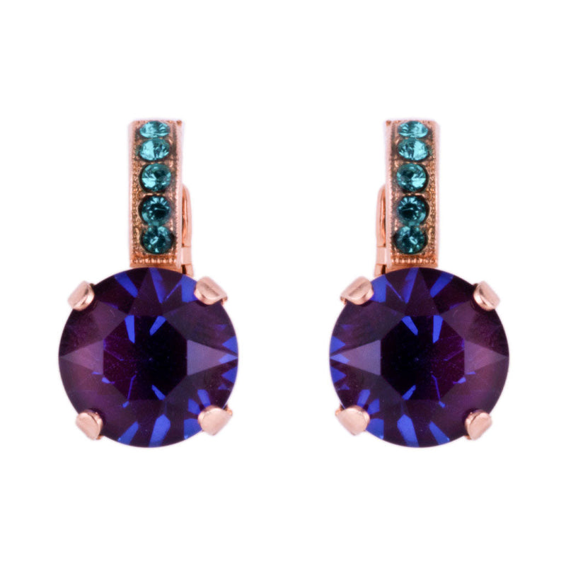 Large Embellished Leverback Earrings in "Violet"