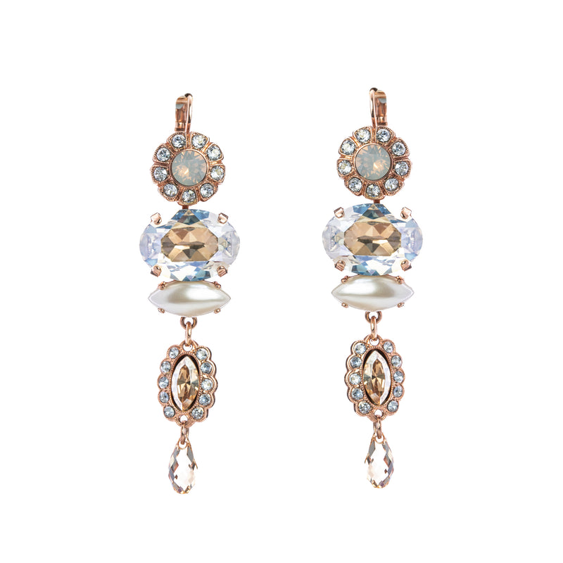 Ornate Marquise and Dangle Leverback Earrings