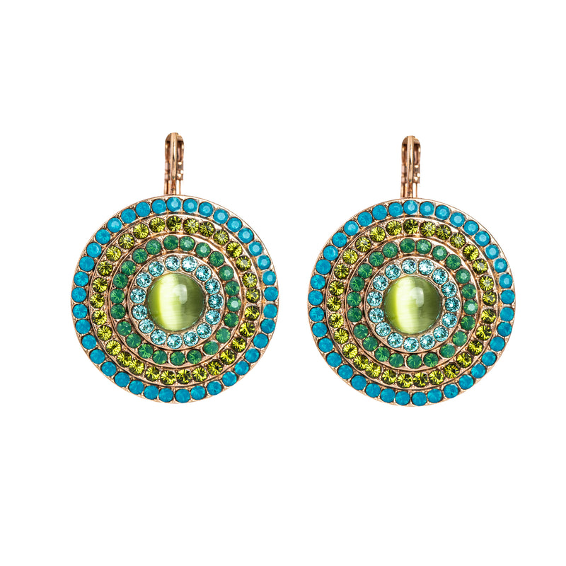 Pavé Round Disc Leverback Earrings
