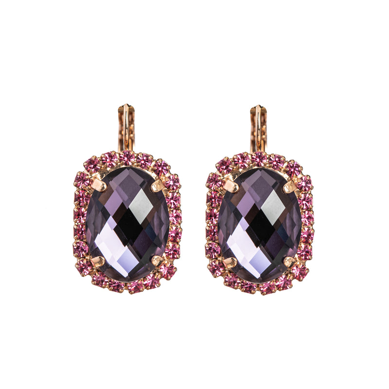 Extra Luxurious Oval Halo Leverback Earrings