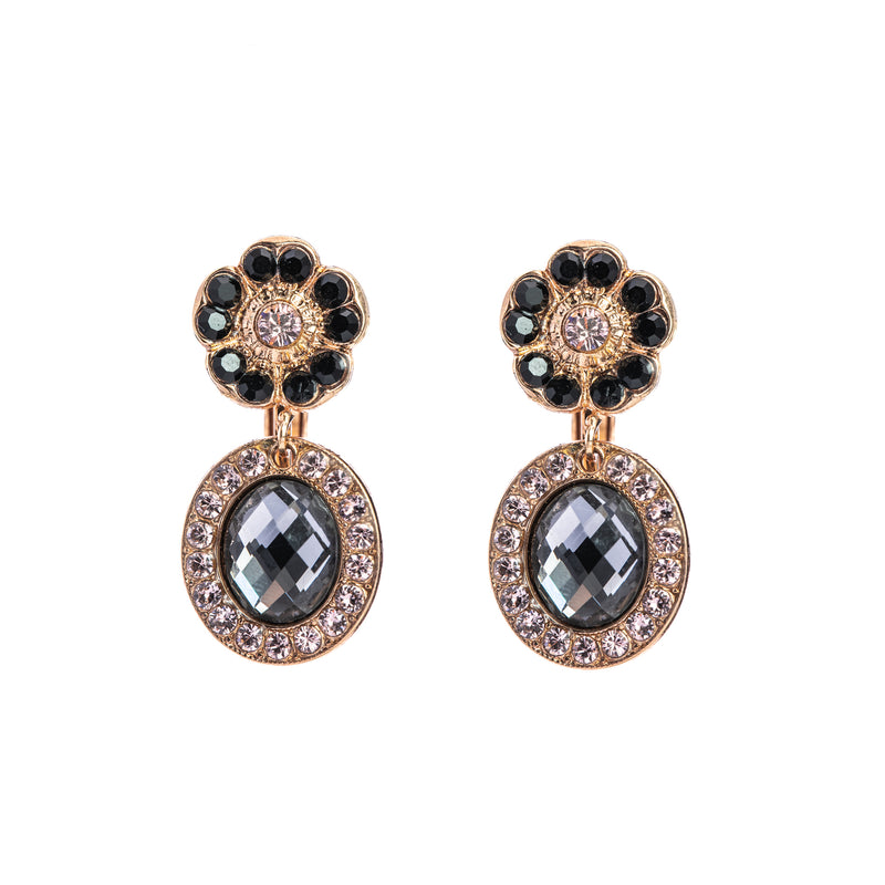 Flower and Oval Cluster clasp Earrings