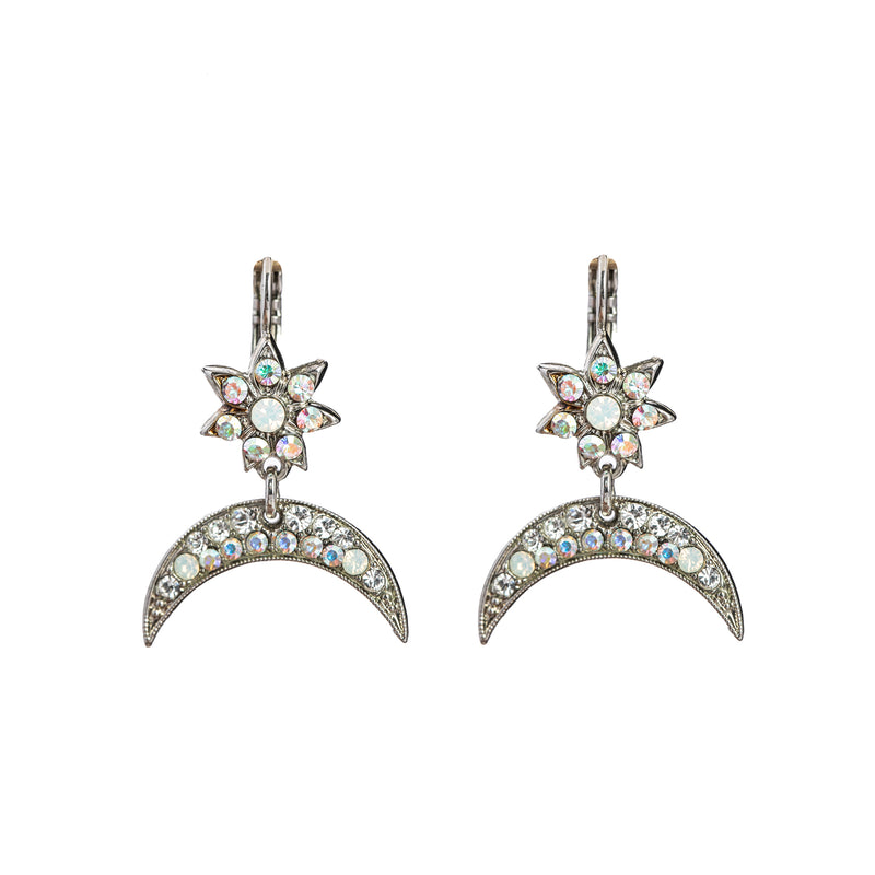 moon and star Dangle Leverback Earrings