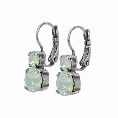 Medium Double Stone Earrings in White Opal