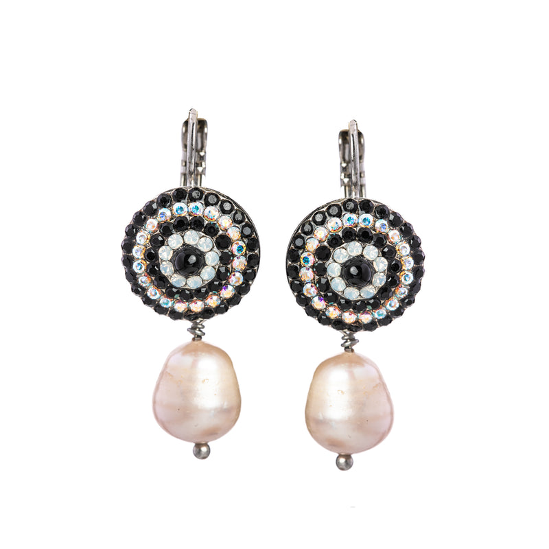 Pavé and dangle pearl Leverback Earrings
