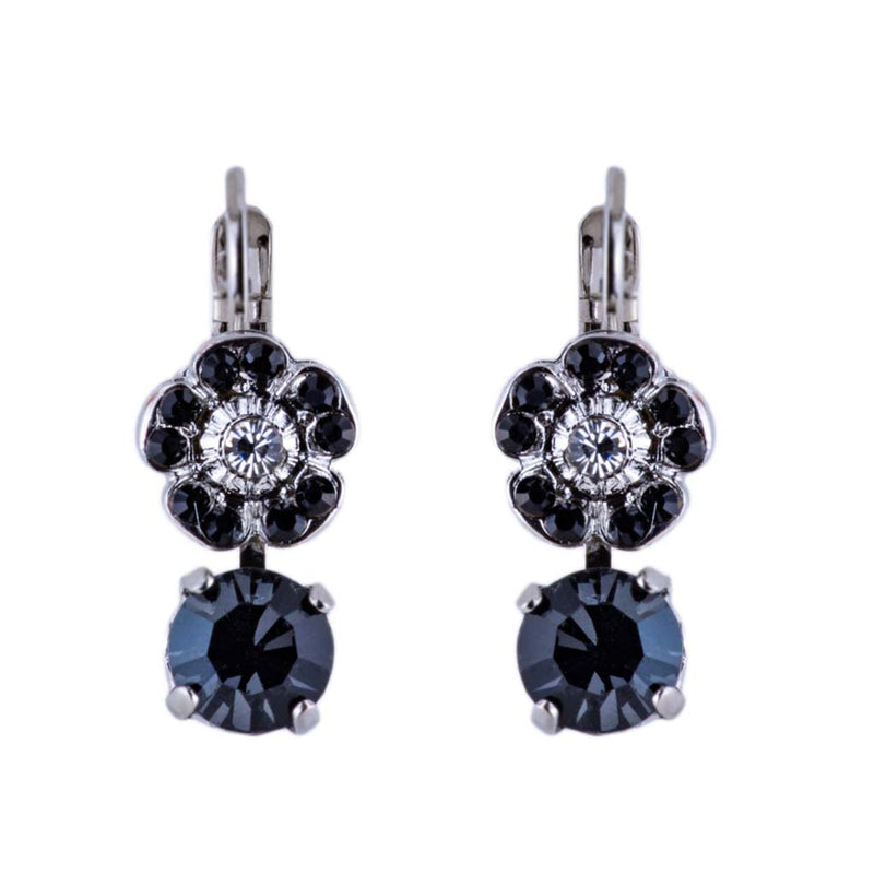 Cosmos Round Dangle Leverback Earrings in "Black Orchid"