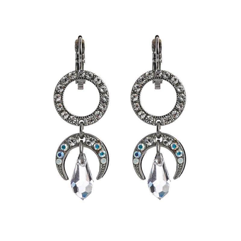 Open Circle and moon Leverback Earrings
