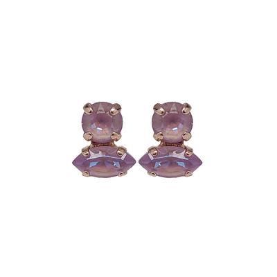 Double Stone Marquise and Round Post Earrings in Sun-Kissed "Lavender"