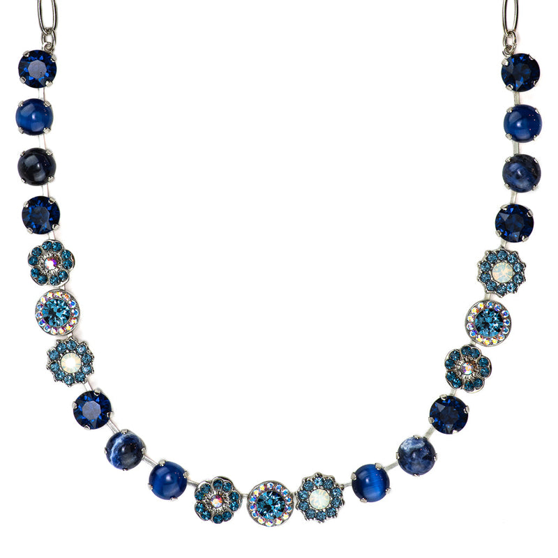 Large Elemental Necklace in "Mood Indigo" - Rhodium