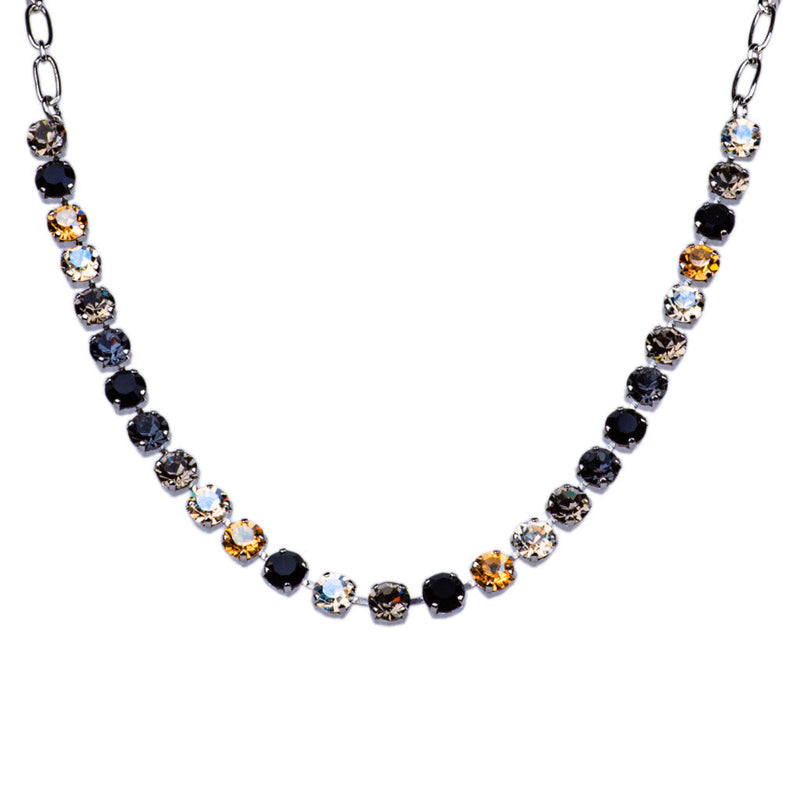 Medium Everyday Necklace "Black Orchid" - Rhodium