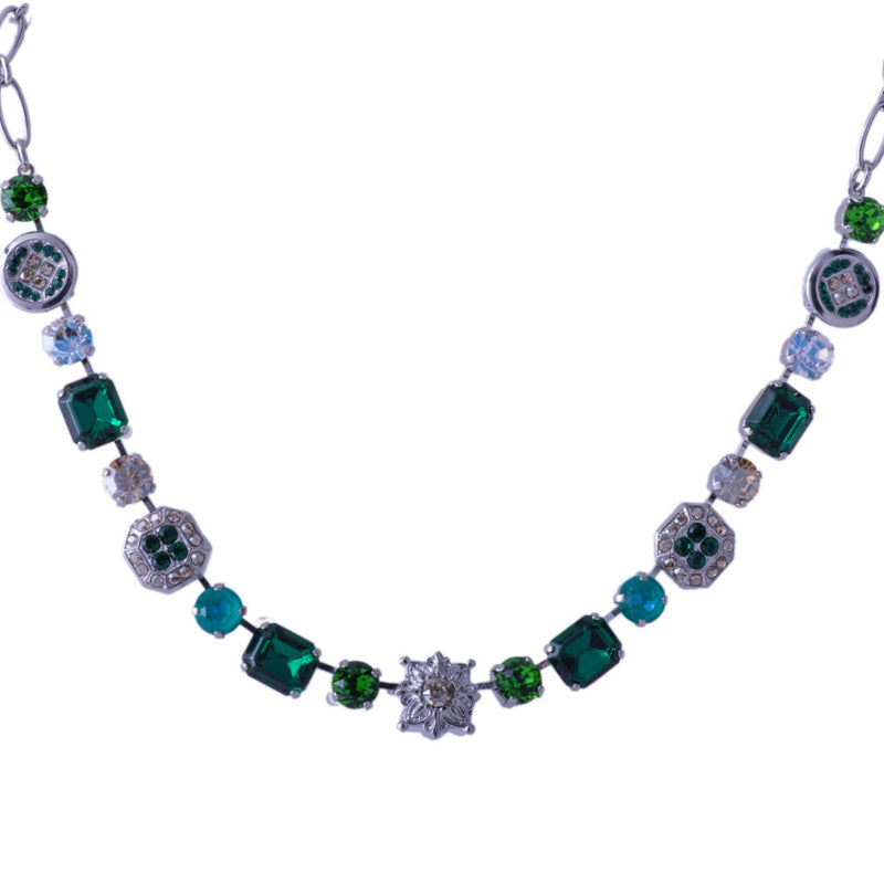 Medium Emerald and Mixed Element Necklace in "Circle of Life"