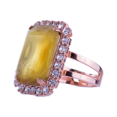 Extra Luxurious Halo Emerald Cut Ring in "Fields of Gold"