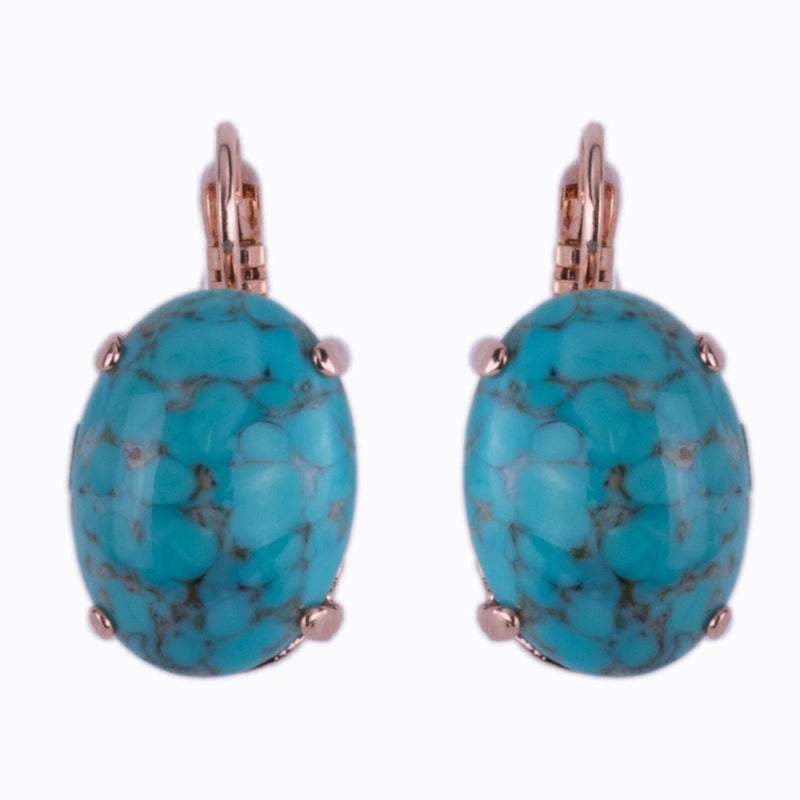 Oval Leverback Earrings in "Turquoise"