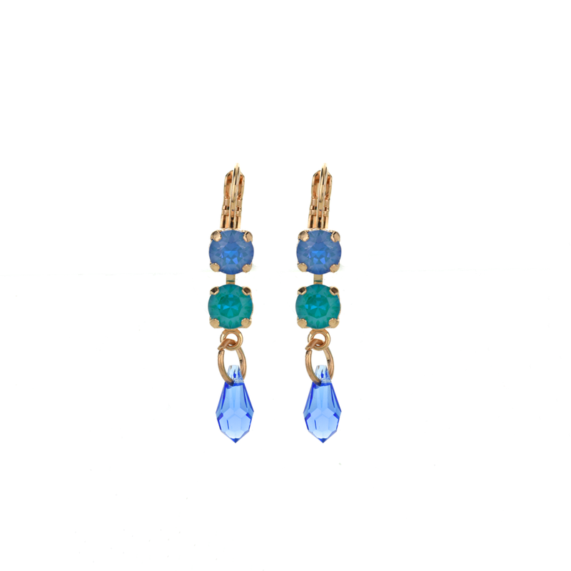 Pettie Two Stone Dangle Leverback Earrings in "Serenity"