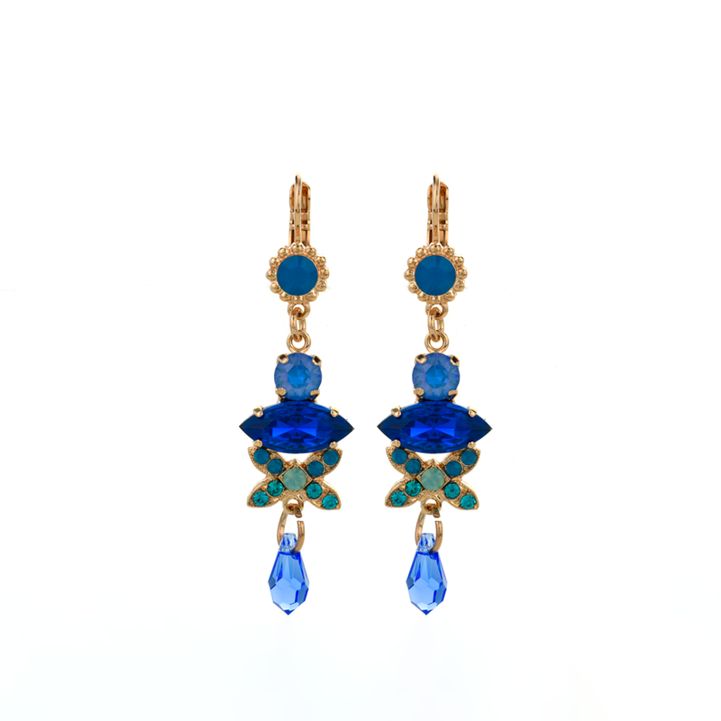 Marquise and Round Long Dangle Leverback Earrings in "Serenity"