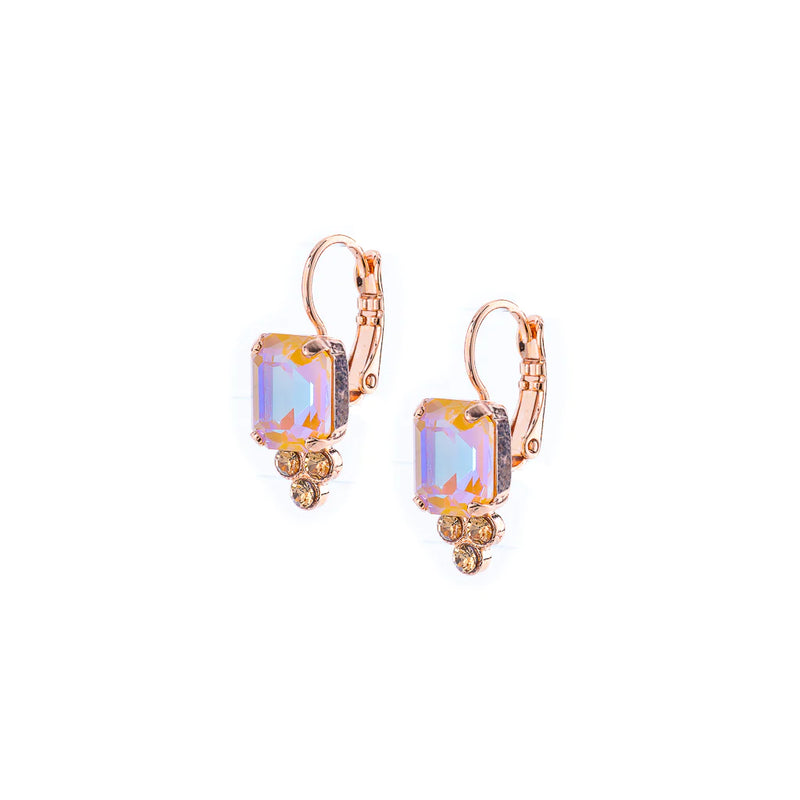 Emerald Cut Trio Cluster Leverback Earrings in "Chai"