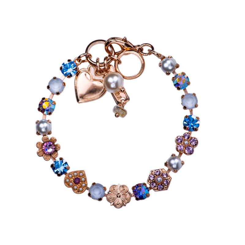 Petite Heart and Flower Bracelet in "Cake Batter"