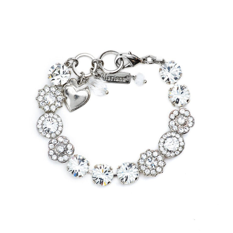 Lovable Mixed Element Bracelet in Clear - Rhodium