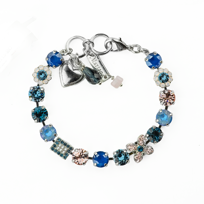 Square and Flower Bracelet in "Blue Morpho"