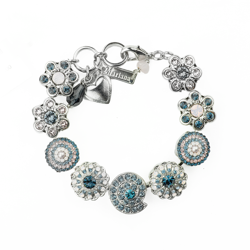 Extra Luxurious Shell and Flower Bracelet in"Blue Morpho"