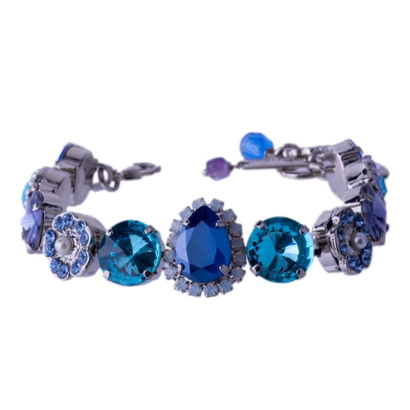 Rosette Bracelet with Pear Halo in "Electric Blue"