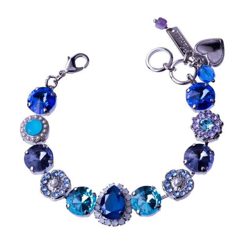 Rosette Bracelet with Pear Halo in "Electric Blue"