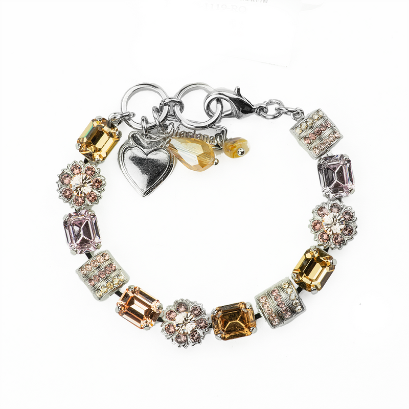 Emerald Cut Rosette Bracelet in "Meadow Brown"