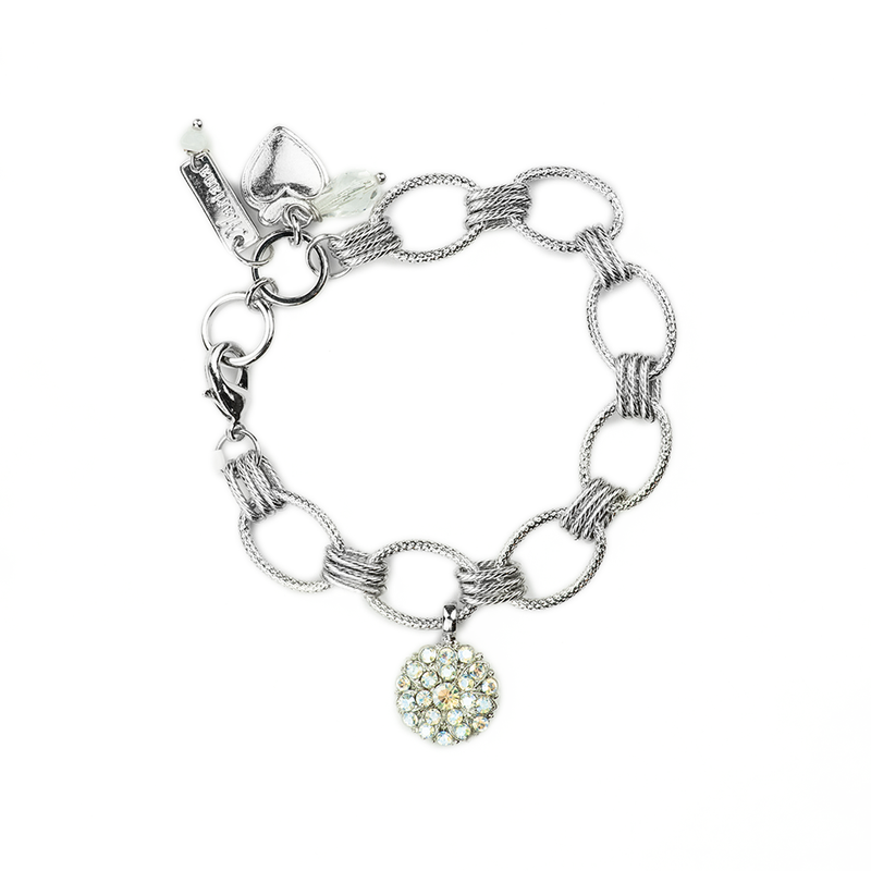 Chain Link Guardian Angel Bracelet in "Crystal Moonlight"