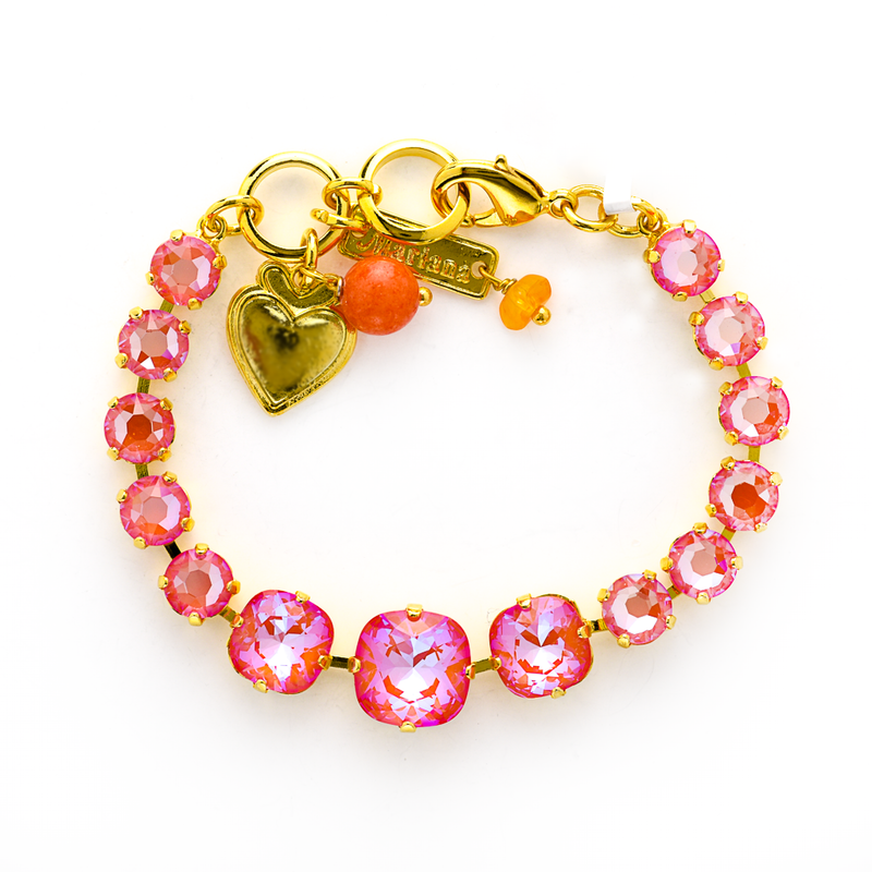 Cushion Cut and Round Bracelet in Sun-Kissed "Sunset"