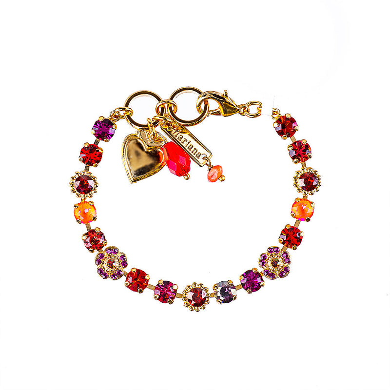 Petite Flower Cluster Bracelet in "Hibiscus"