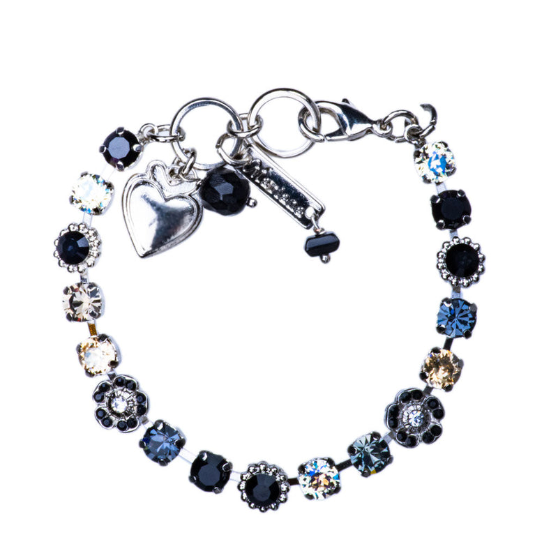 Petite Flower Cluster Bracelet in "Black Orchid" - Rhodium