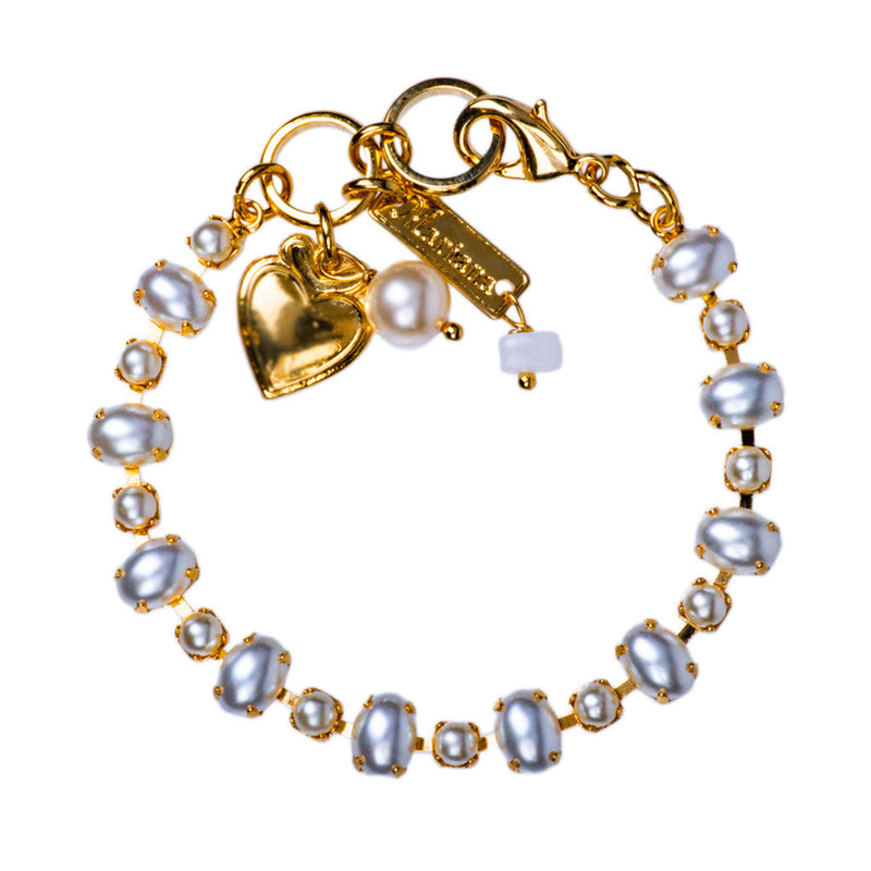 Alternating Oval and Round Stone Bracelet in "Cream Pearl"