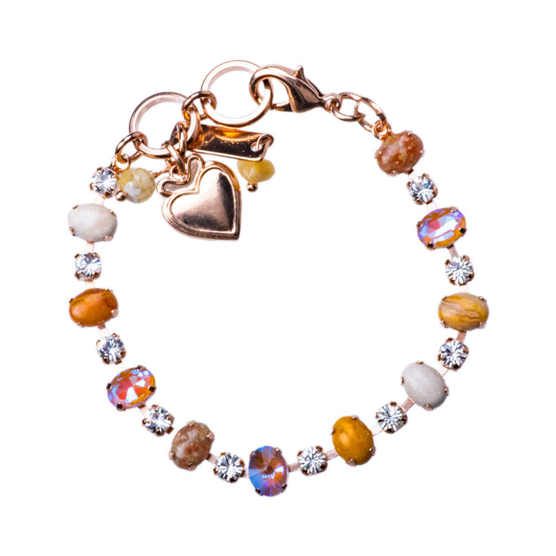 Alternating Oval and Round Stone Bracelet in "Butter Pecan"