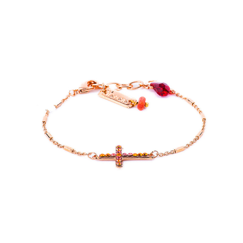 Petite Cross Chain Bracelet in "Hibiscus"