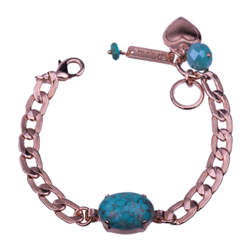 Oval Stone and Chain Bracelet in "Natural Turquoise"