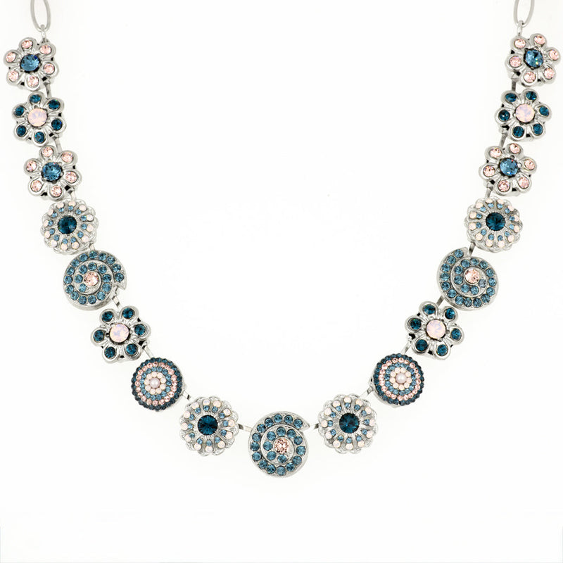 Extra Luxurious Shell and Flower Necklace "Blue Morpho"