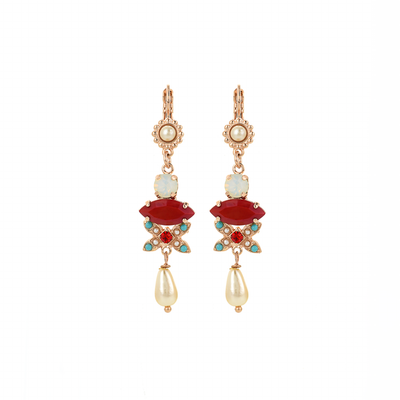 Marquise and Round Long Dangle Leverback Earrings in "Happiness"