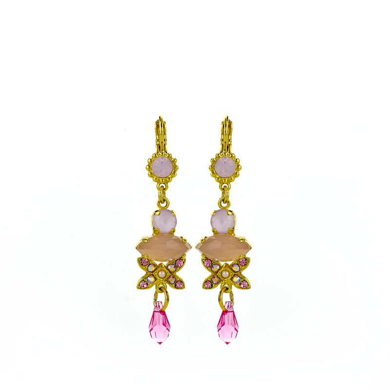 Marquise and Round Long Dangle Leverback Earrings in "Love"