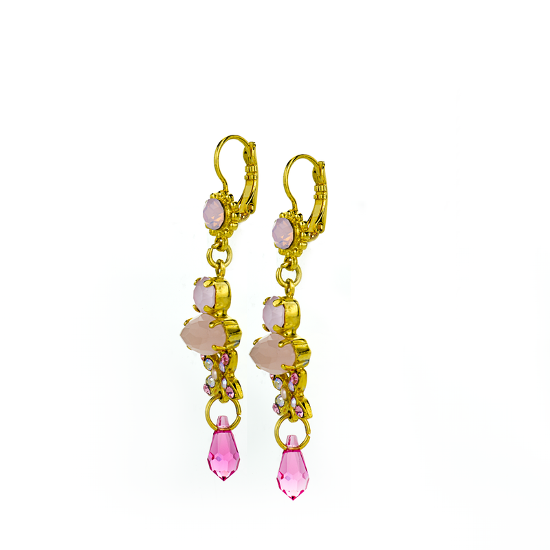 Marquise and Round Long Dangle Leverback Earrings in "Love"