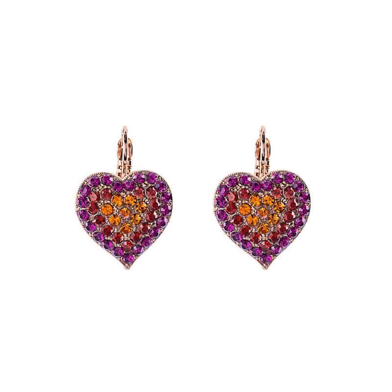 Heart Leverback Earrings in "Hibiscus"