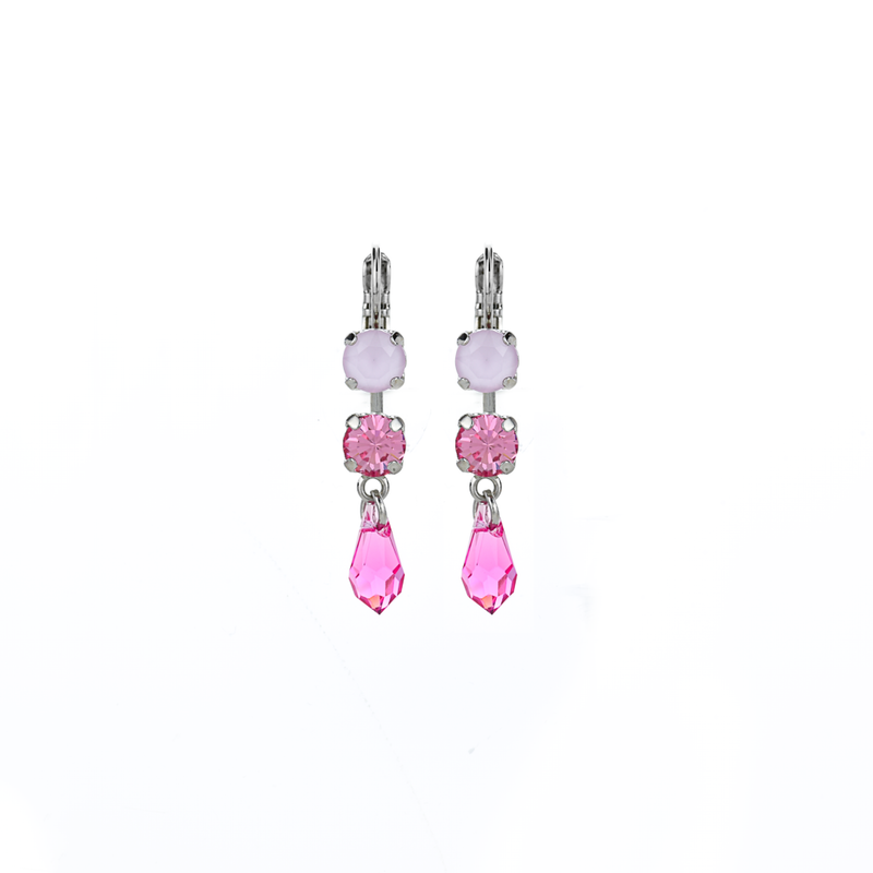 Petite Two Stone Dangle Leverback Earrings in "Love"