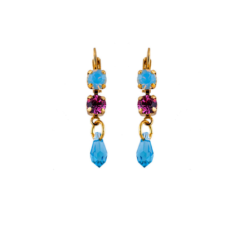 Petite Two Stone Dangle Leverback Earrings in "Banana Split"