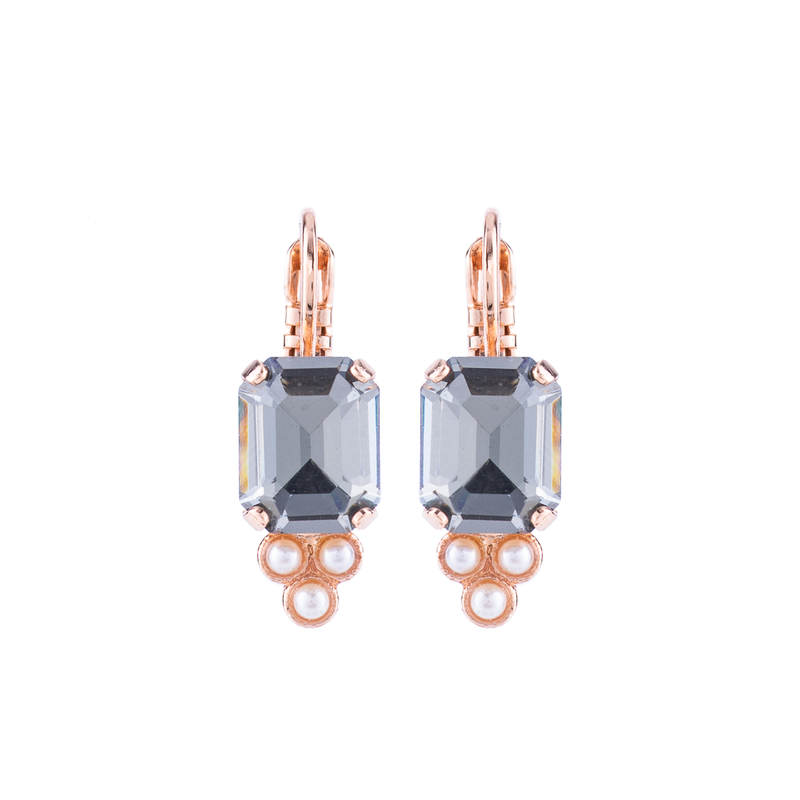 Petite Emerald Cut and Trio Cluster Leverback Earrings in "Earl Grey"