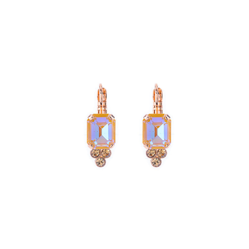 Emerald Cut Trio Cluster Leverback Earrings in "Chai"